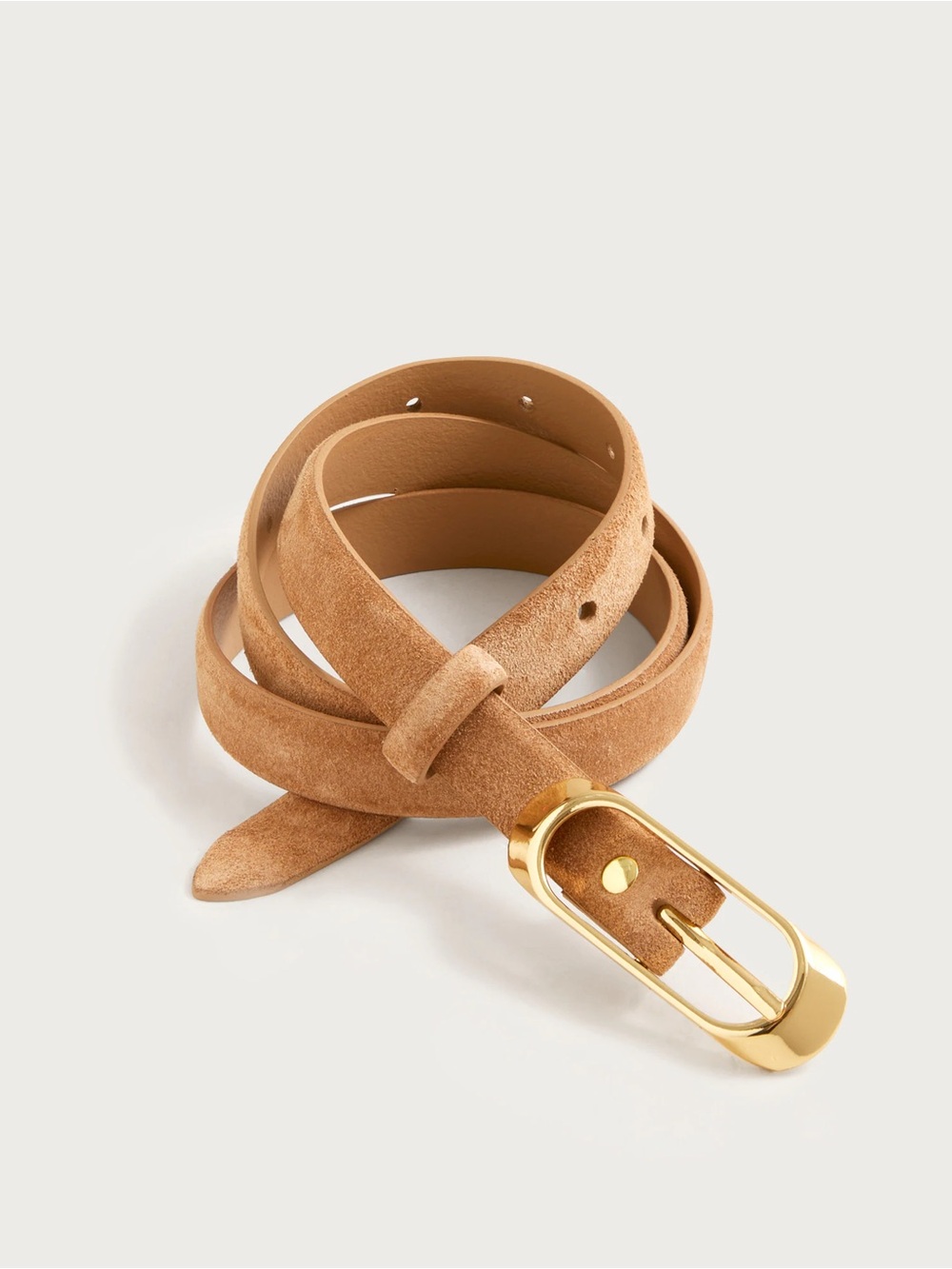 J Crew Skinny oval-buckle suede belt XS NWT